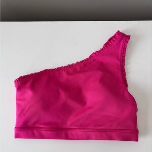 Carbon 38 Hot Pink One-Shoulder Ruffle Top Sports Bra Size Xs